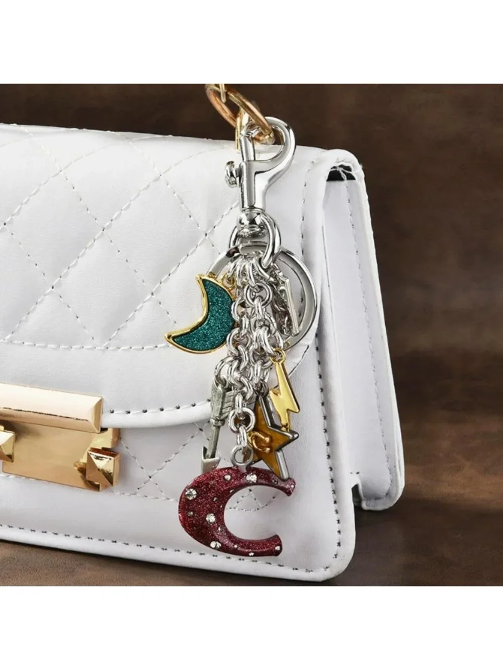 Cute Star Moon Alphabet Keychain | Adorable Bag Charm & Purse Accessory for